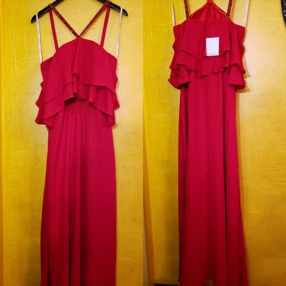 CALVIN KLEIN CHIFFON GOWN - Picture 1 of 6